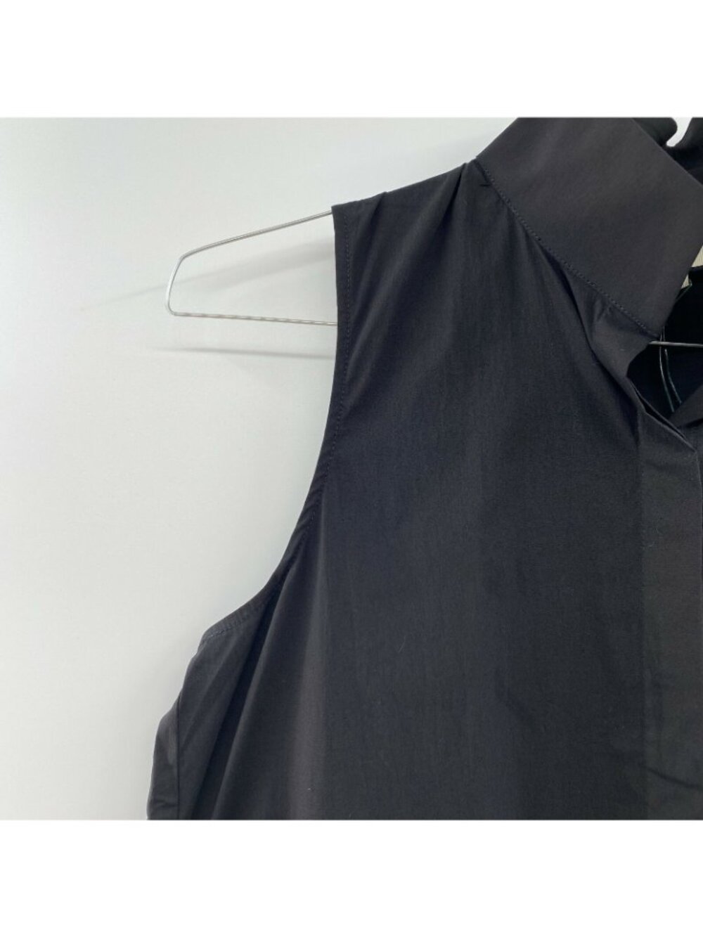 Tuckernuck Women's Black Sleeveless Charlie Shirt Dress Stretch Sheen sz XS - Picture 2 of 10